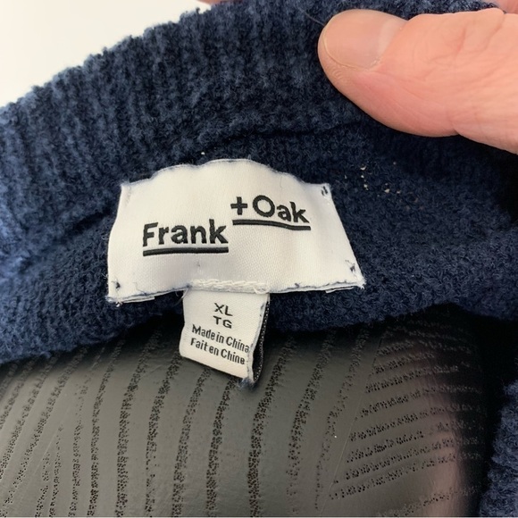 Frank & Oak Knit Pullover Sweater Men XL Navy Blue Textured Crew Neck Minimalist - Picture 6 of 13